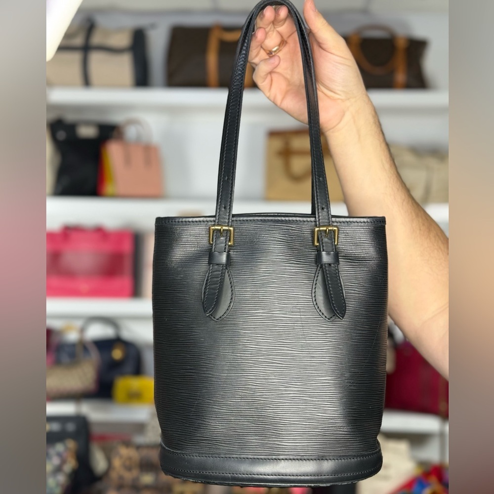 LV Black Epi Bucket Tote